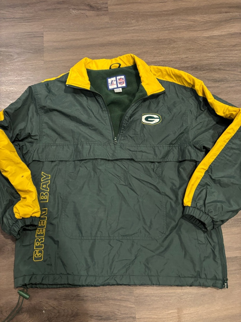 Logo Athletic Green Bay Packers Green and Yellow Pullover Windbreaker